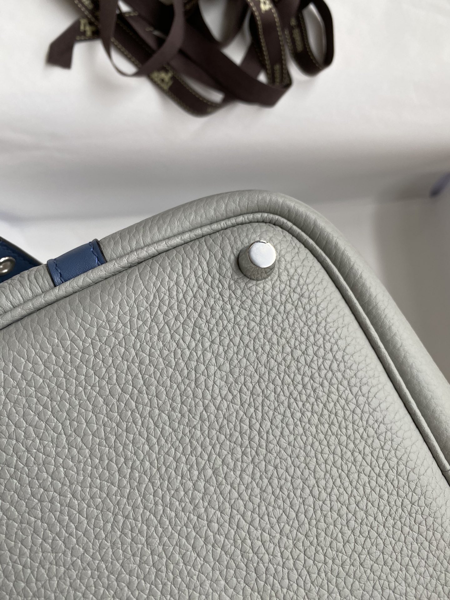 Hermes Picotin Lock 18 Bag In White/Blue Clemence Leather